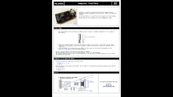 Interfejs Kempston z joystickiem - MUMIO dev #01