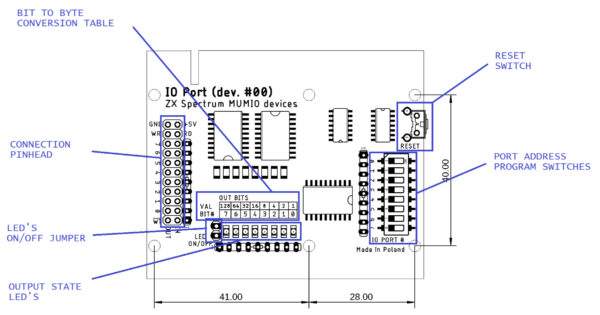 Karta portu wejścia/wyjścia (8 x GPIO) - MUMIO dev. #00